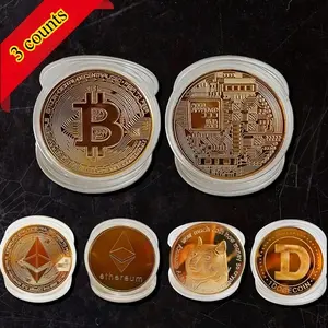 Luxury Crypto Replicas Gift Set, Bitcoin Ethereum Dogecoin Collectibles, Perfect for Blockchain Enthusiasts, Unique Home Decor