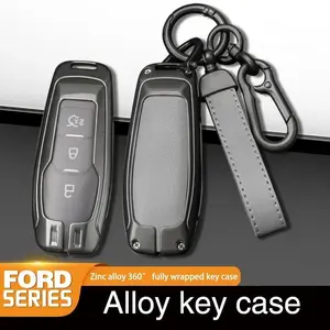 Leather Car Key Cover Case for Ford Fusion Mondeo Mustang F-150 Explorer Edge 2015 2016 2017 2018 Car Styling Keychain