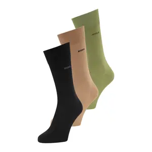 Hugo Boss Mens Socks 3 Pairs Black Green Tan Winter Plain Sock for Man Bestie