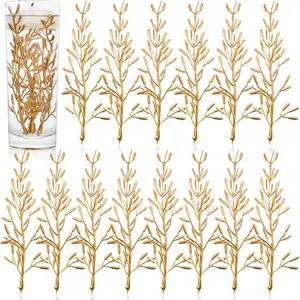 50 Pcs Faux Flowers for Floating Candles Floating Flowers Vase Fillers for Centerpieces Mini Flower Filler Filling in Cylinder for Wedding Centerpiece Party Decor (Gold)