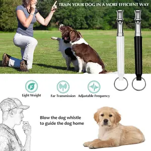 Professional Adjustable Ultrasonic Dog Whistle, Dog Training Whistle for Recall & Bark Control, Precision Pitch Tuning, Weatherproof Stainless Steel, Silent to Humans (Black+White)