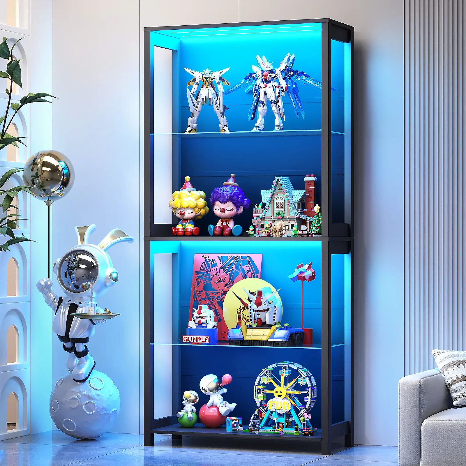 Open Display Cabinet-4-Tier-Black
