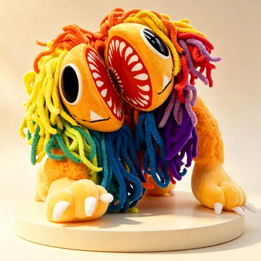 Poppy Playtime Yarnaby Plush, Chapter 4 Rainbow Lion Stuffed Animal with Magnetic Open Face