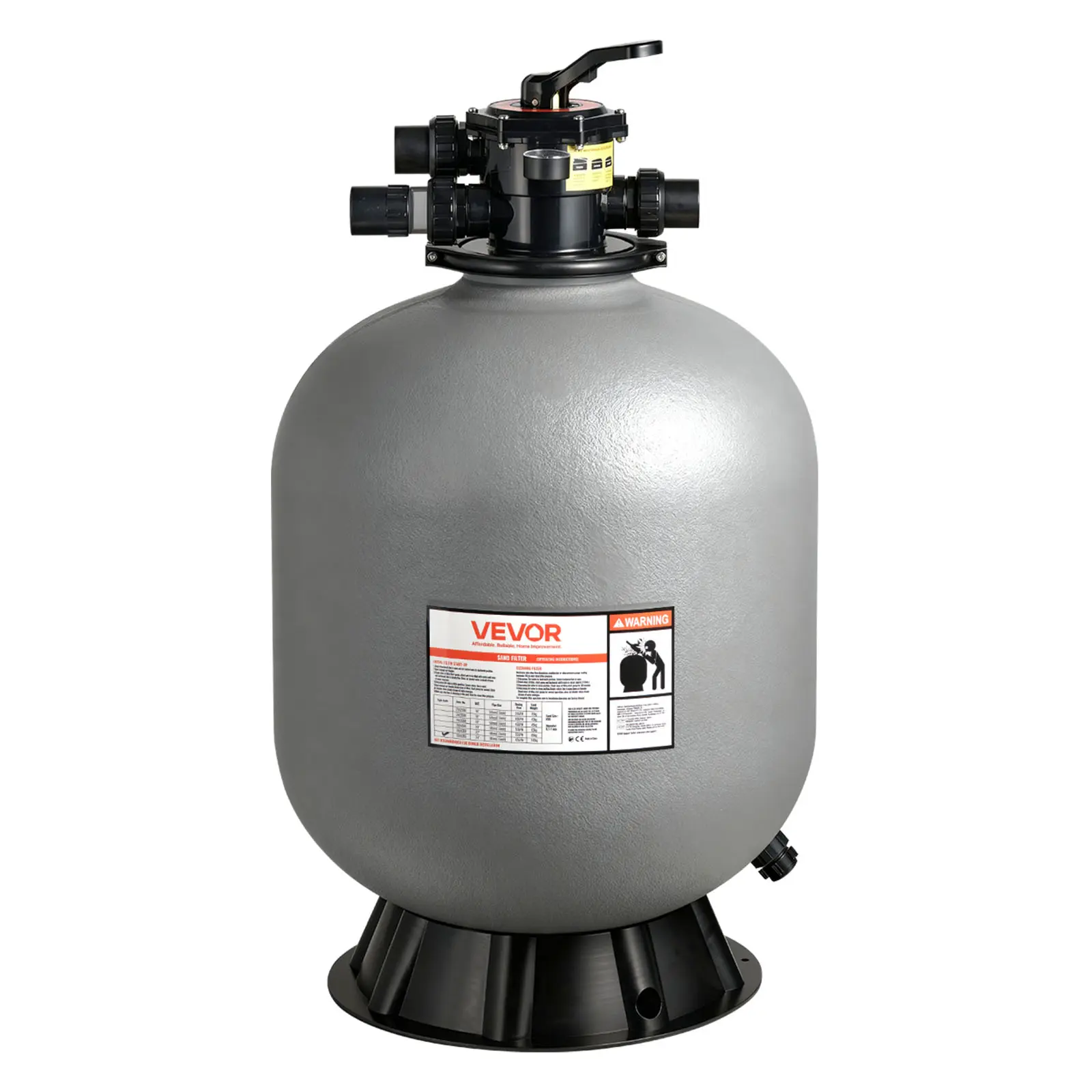 【SummerFinds】VEVOR Sand Filter, 24-Inch, 65 GPM Above Inground Swimming Pool Sand Filter System, with 7-Way Multi-Port Valve, Backwash, Rinse, Recirculate, Waste, Winter, Closed Modes, for Above In Ground Pools, Pool Accessories, Swimming Pool Accessories