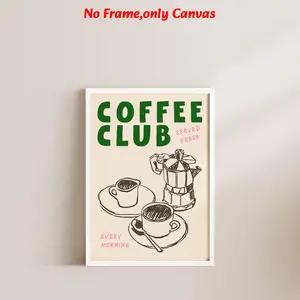 1 pc, wall art, modern poster, coffee club kitchen print, kitchen poster, coffee print, kitchen print, friend gift, coffee lover, kitchen wall art, coffee art, living room decor, dining room decor, kitchen decor, Wall Decoration, Unique Artwork, unframed