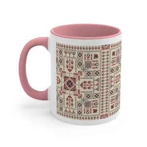 Tatreez Palestine Mug, Falasteen Charity, Gaza Support, Authentic Design Drinkware Printed