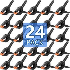 24 Pack 3.5 inch Plastic Spring Clamps, Black Heavy Duty Clips, Backdrop Clips, Plastic Clamps for Crafts, Backdrop Stand, Woodworking, Photography