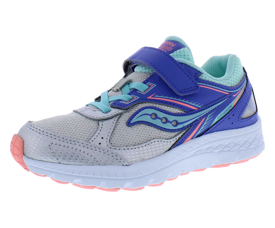 Saucony Cohesion 14 A/C PS Girls' Running Shoes, 1 Pair Round Toe Lace-Up Footwear for Outdoor Sports (Sporty Chic Design)