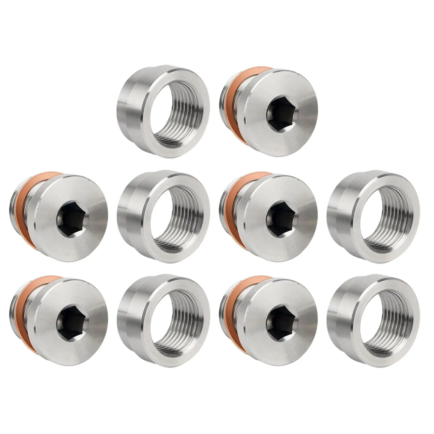 M18x1.5  Sensor Weld Bungs & Plugs Kit (5 Bungs/5 Plugs) - Stainless Steel Welding Adapters