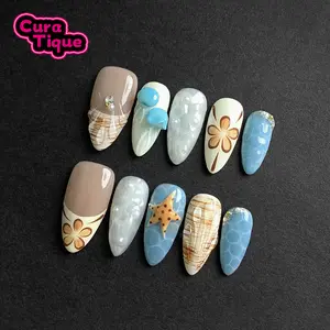 CuraTique | Starfish Summer 10PCS Handmade Press On Nails REUSABLE 3D Gel spring/summer 2025 / Prom