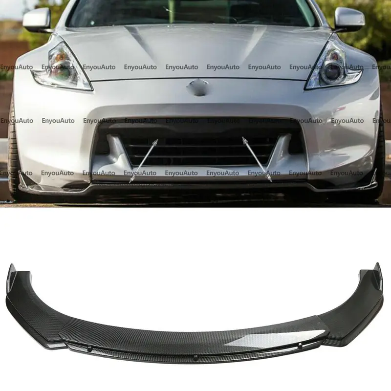 Carbon Fiber Front Lip Spoiler Splitter - Car Accessories, Bumper Accessory, Chin Diffuser for Nissan 350Z, 370Z, GTR, Includes Screws