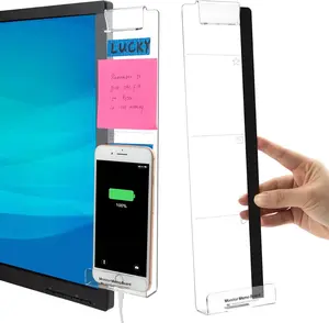 Office Desk Accessories 2Pcs Computer Monitor Memo Board Multifunction Message Board Transparent Creative Monitor Side Panel with Sticky Note Holder Phone Holder Suitable for Office Home Work Desk MDOZQ