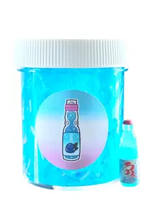 Hoshimi Slimes Ramune Blue Raspberry Soda Clear Slime Thick Handmade Scented Sensory Play Toy for Ages 8+ with Charm Beads and Sprinkle Pack