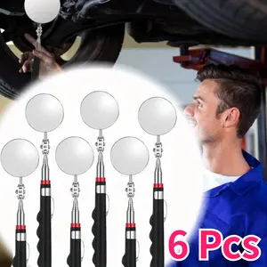 6 Pcs Telescoping Inspection Mirror,Retractable 28 Inch Mechanical Mirror Tool,Under Vehicle Inspection Mirror,Car Visual Reflector,Retractable Under Vehicle Detection Mirror Repair Tool