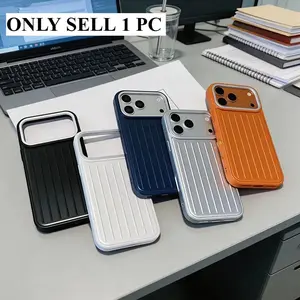 New Luxury Striped Luggage Texture Phone Case For iPhone 17 16 15 14 13 Pro Max Titanium glossy Color Bussiness Cover