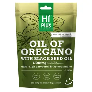 HiPlus Oregano Oil with Black Seed Oil Softgels | Immune Support,Antioxidant Boost | with Black Seed Oil & High Carvacrol | Non-GMO, Plant-Based | 300 Count