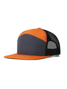 Men's Caps - Flat Brim Mesh Panel Baseball Cap Adjustable Classic Trucker Hat - Snap Back Hats for Men