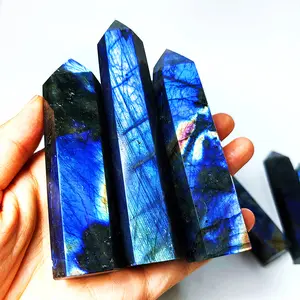 1 count Natural Labradorite stone Polished wand crystal crafts Healing Crystals labradorite tower point for fengshui