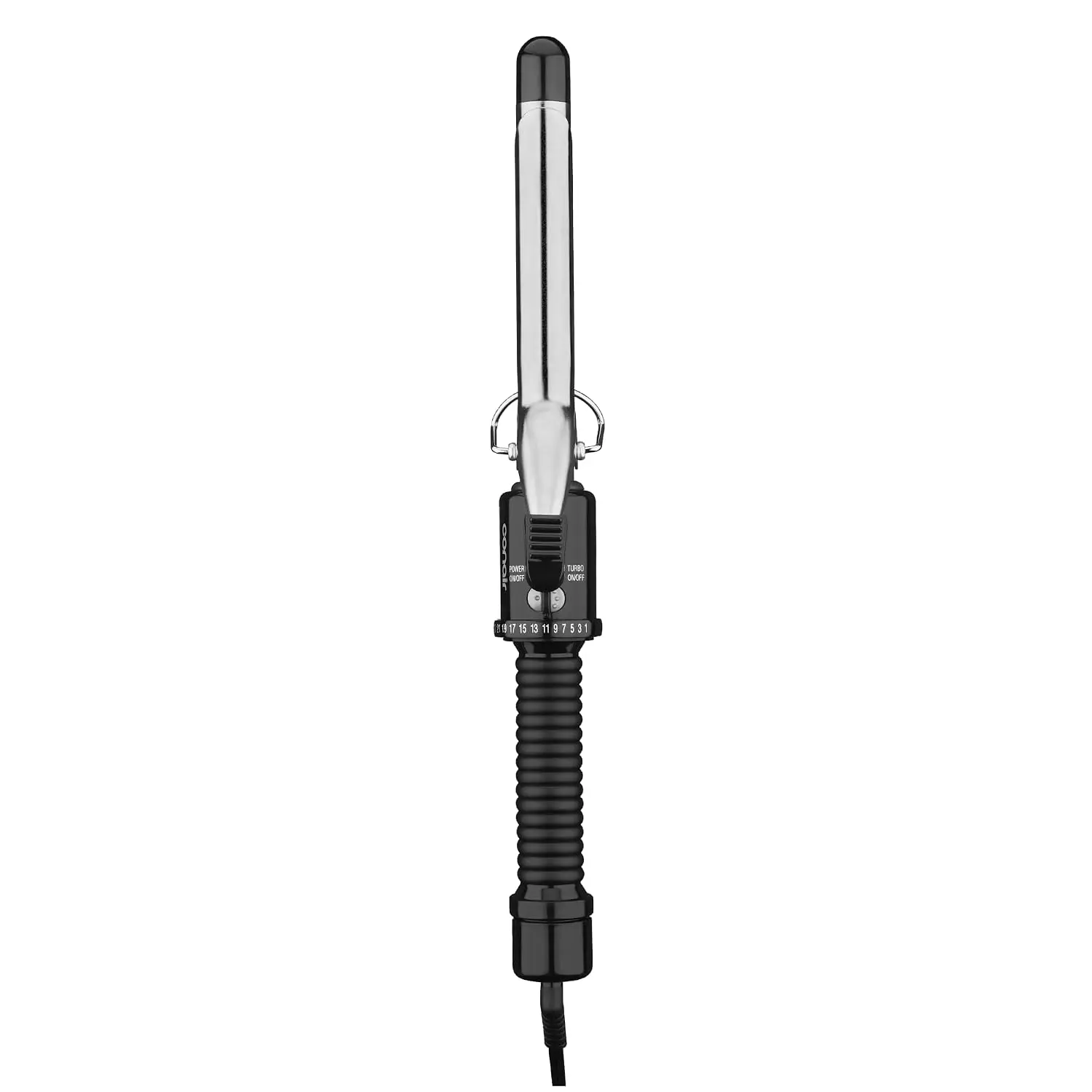 Conair Curling Iron​, Short to Medium Hair, 3/4-in. Barrel, Black/Silver | Hair curler with multi-layer technology for fine, medium, and thick hair, 25 heat settings up to 400°F, and 60-second heat-up