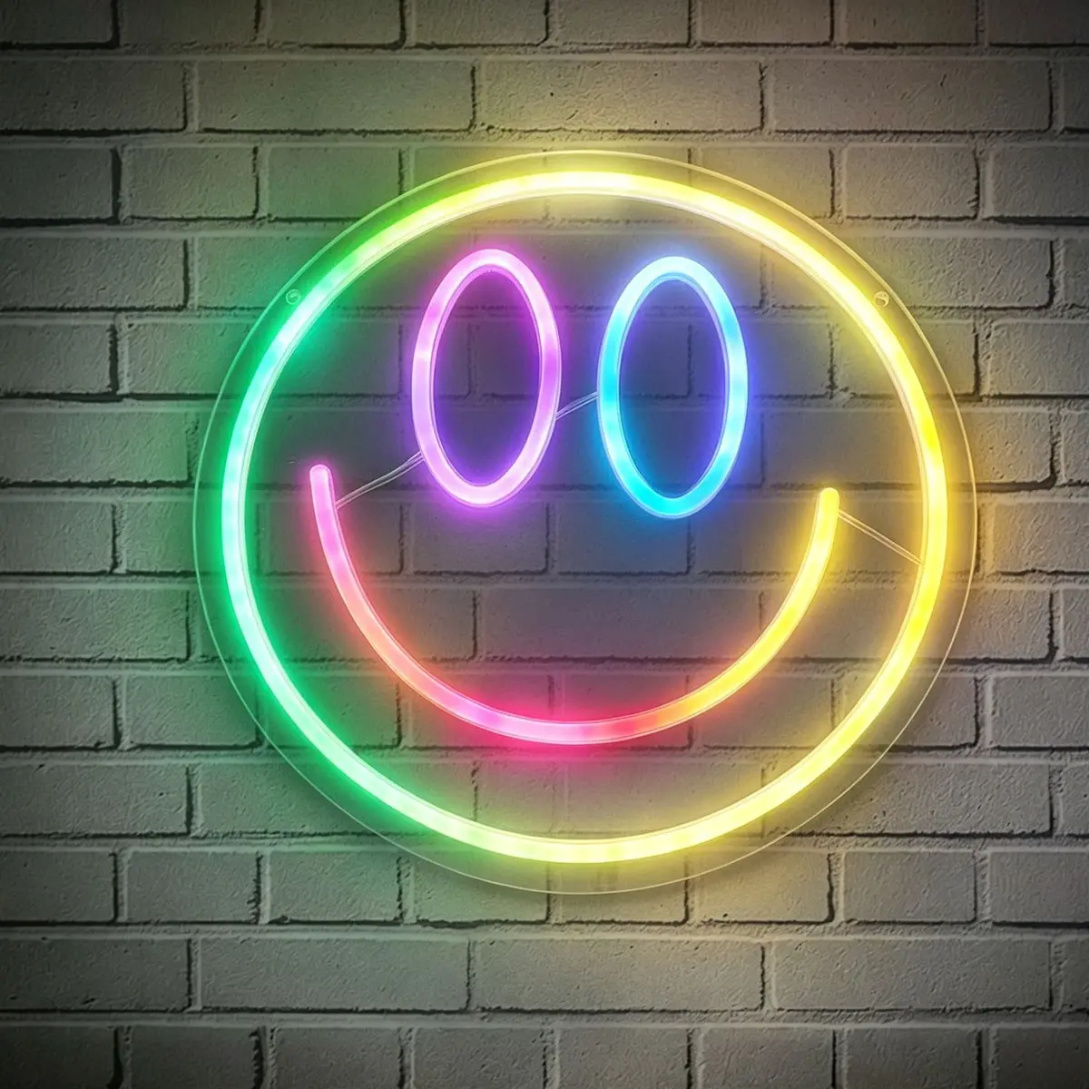 Rainbow Gradient Smiley Face Neon Light Healing Atmosphere Decorative Lamp USB Plug Powered Suitable for Designer Toy Stores, Cafes, Party Houses, Birthday Decorations, Holiday Atmosphere, Style Gift Neon Light Decorative Wall Light