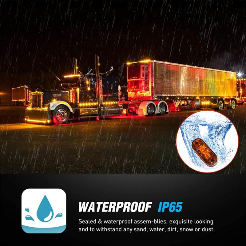 Car Side Marker Light, Side Lamp, 10pcs 4-LED Turn Signal Car Warning Light, Tail Light for Car, Truck, Trailer, RV, Boat, Universal Car Accessories