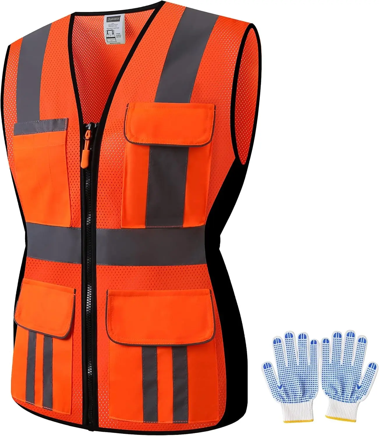 Women Safety Vest Multi Pockets High Visibility Reflective Breathable Mesh Work Vest For Lady Durable Zipper