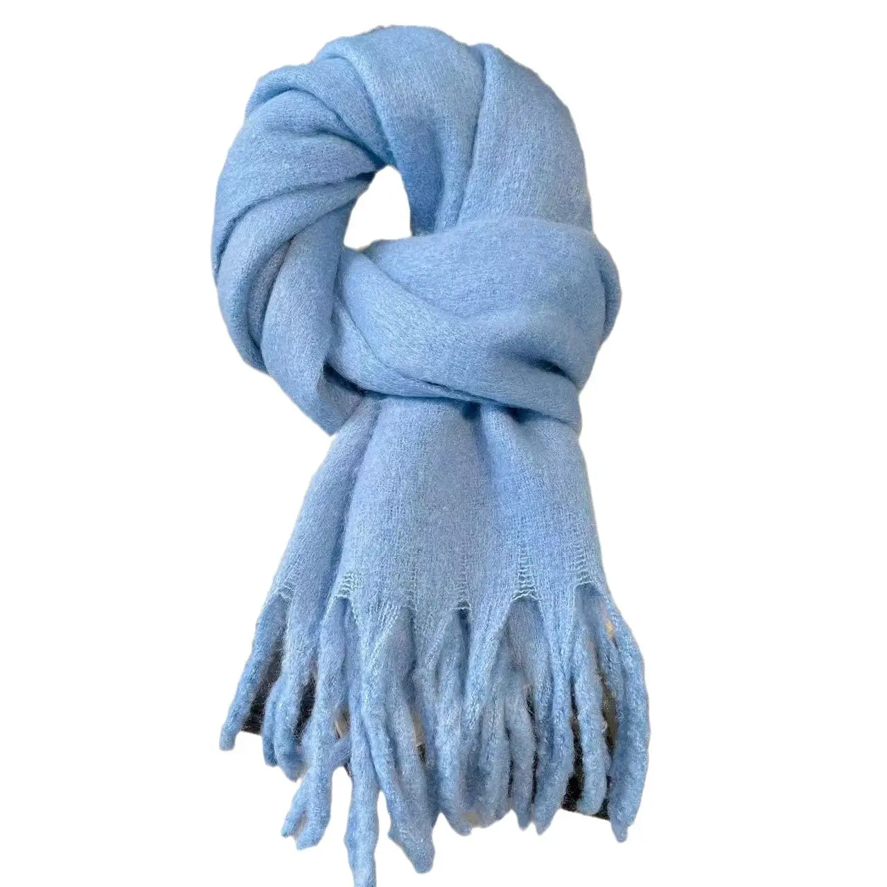 Solid Color Mohair Scarf Women's 2025 Autumn Winter New Thick Braids Winter Student Shawl Scarf Unisex Festive Crimson Premium Knit Fabric