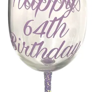 Personalized rhinestone wine glass