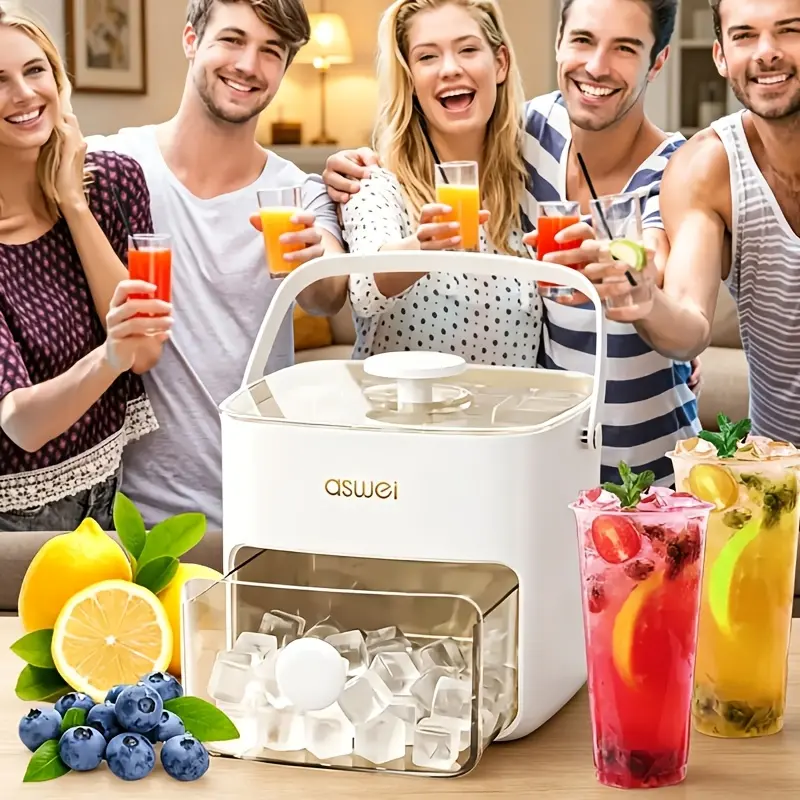 Household Ice Cube Mold Single Pack, Featuring A Large Capacity, Perfect for Small Refrigerators, And Comes with A Lid. This Double-layer Ice Cube Storage Containefor Combined Storage.