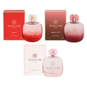Trio Bundle of Pouch for Her, Pouch for Her Blush Rose and Pouch for Her Adore Perfume for Women 100ml 3.4 fl.oz. Eau de Parfum