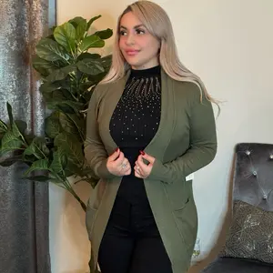 Olive Green Cardigan Sweater for Women - Stylish Long Sleeve Knitwear with Pockets - Perfect for Casual & Formal Wear