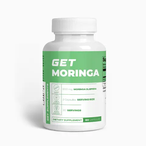 GET MORINGA - 800mg Moringa Oleifera Leaves Capsules, 60 Vegan-Friendly Non-GMO Made in USA America's #1 Moringa Vitamin Brand Plant Power Nutrient-Rich 3rd Party Tested Healthcare Natural - Fitness