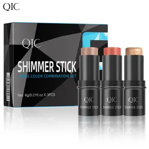 QIC 3-in-1 Multi-Functional Contour Stick Set Bronze Primer Concealer Highlighter Blush Shadow Stick