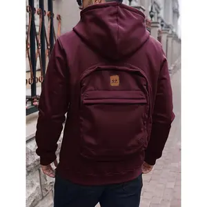 Men’s 3D backpack hoodie with built-in book—convertible sweater jacket design; zippered pocket and hooded street style; suitable for travel and daily use; hands-free backpack and jacket (no belt/tie); hoodie with backpack; men’s SW
