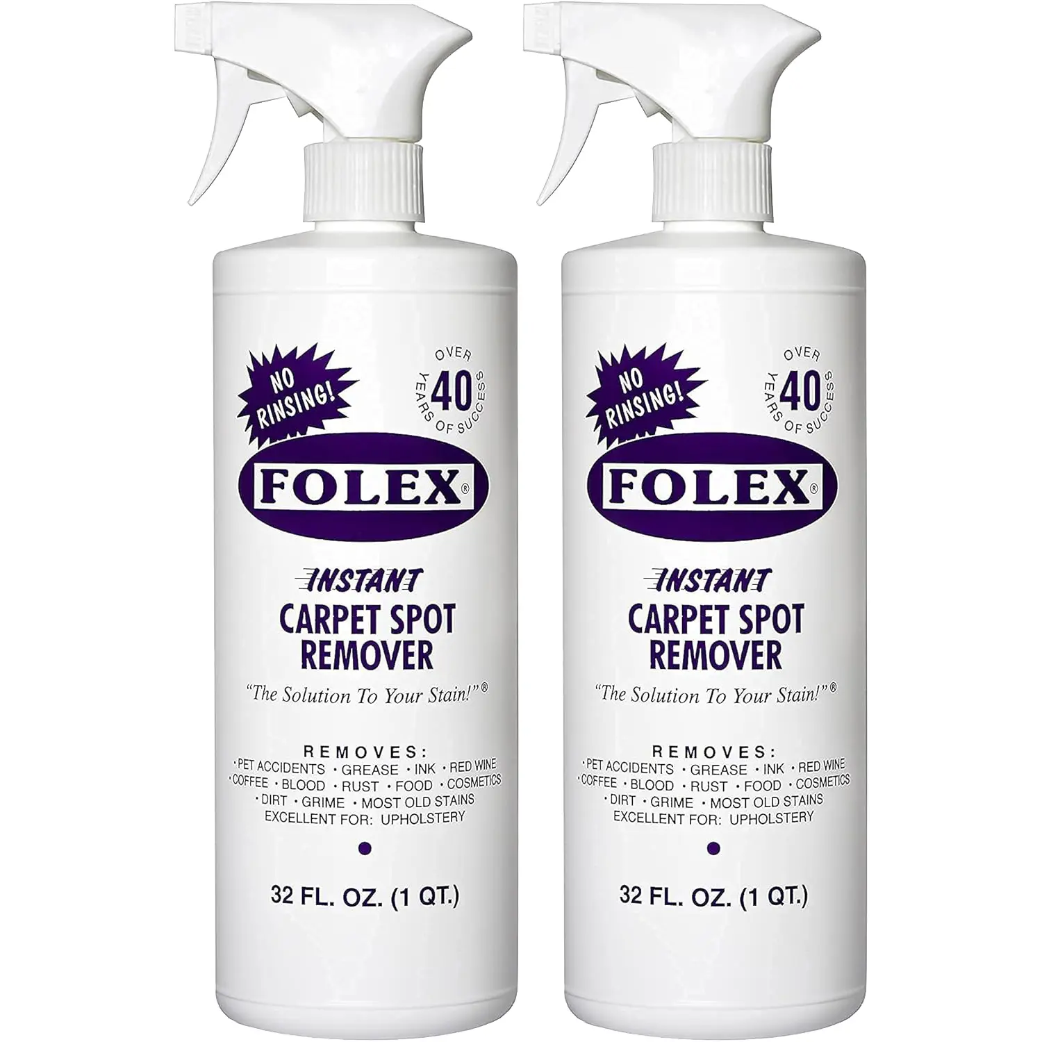 2 Pack Folex Instant Carpet Spot Remover Carpet Cleaner - 32 oz - Removes Pet Accidents, Grease, Red Wine and More