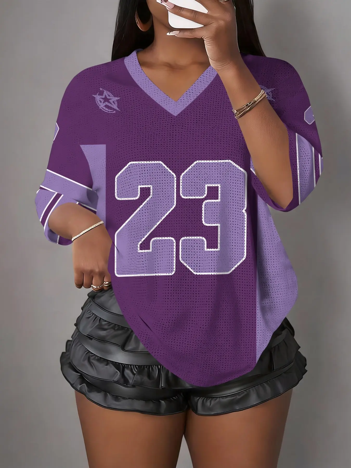 Women's Summer V-Neck Short Sleeve T-Shirt, Loose-Fit Sporty Style, Fitness Workout Shirt, Fitness Top, Athletic Tops, Activewear Clothing, Print, All Seasons, Campus Sports, Sisterly