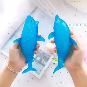Dolphin/Shark Squishy Stress Ball, TPR Beaded Fidget Toy for Kids, 6.1 Children's Day Gift