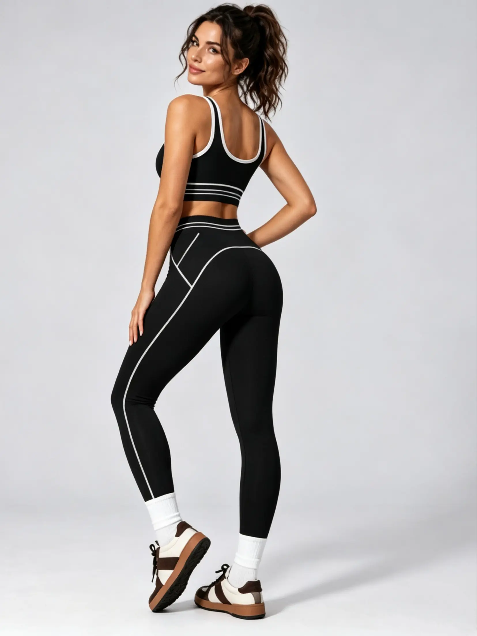 Women’s 2 Piece Workout Set, High Waisted Yoga Leggings & Sports Bra, Stretchy Fitness Gym Activewear Set for Pilates, Training and Everyday Wear