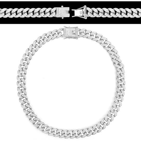 Cuban Link Chain for Men Women,Diamond Necklaces,Iced Out Chain,Hip Hop necklace,Thick Silvery Chain,Golden Chain Jewelry