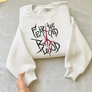 Fear the Old Blood Embroidered Shirt, Bloodborne Inspired Sweatshirt, Gothic Hunter Hoodie, Soulslike Game Gift 650
