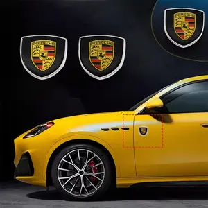 Porsche Taycan Metallic Shield Decal Sticker, Fits Taycan 911 718 Panamera Macan Cayenne Boxster Cayman, High Gloss, 3D, Waterproof UV Resistant