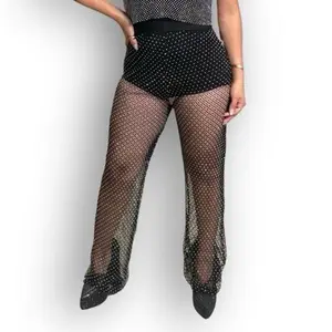 Amara Pants Rhinestone See-Through - Elegant Style for Versatile Wear Womenswear Bottom