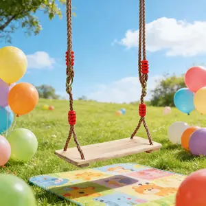 Classic Wooden Swing, Eco-Friendly Material, Outdoor Playground Swing, Safe and Durable, Perfect for Kids' Playtime