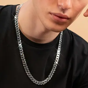 Men's Fashion 925 Silver Plated Cuban Chain Necklace - Nickel and Lead Free, Perfect for Casual Wear and Special Occasions