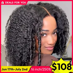 UNice 250% Density Afro Kinky Curly Wig with Burmese Curly Layer Pre Bleached Glueless 7x5 HD Lace Closure Human Hair Wigs with Drawstring Pre Plucked Natural Hairline Beginners Friendly summer wig