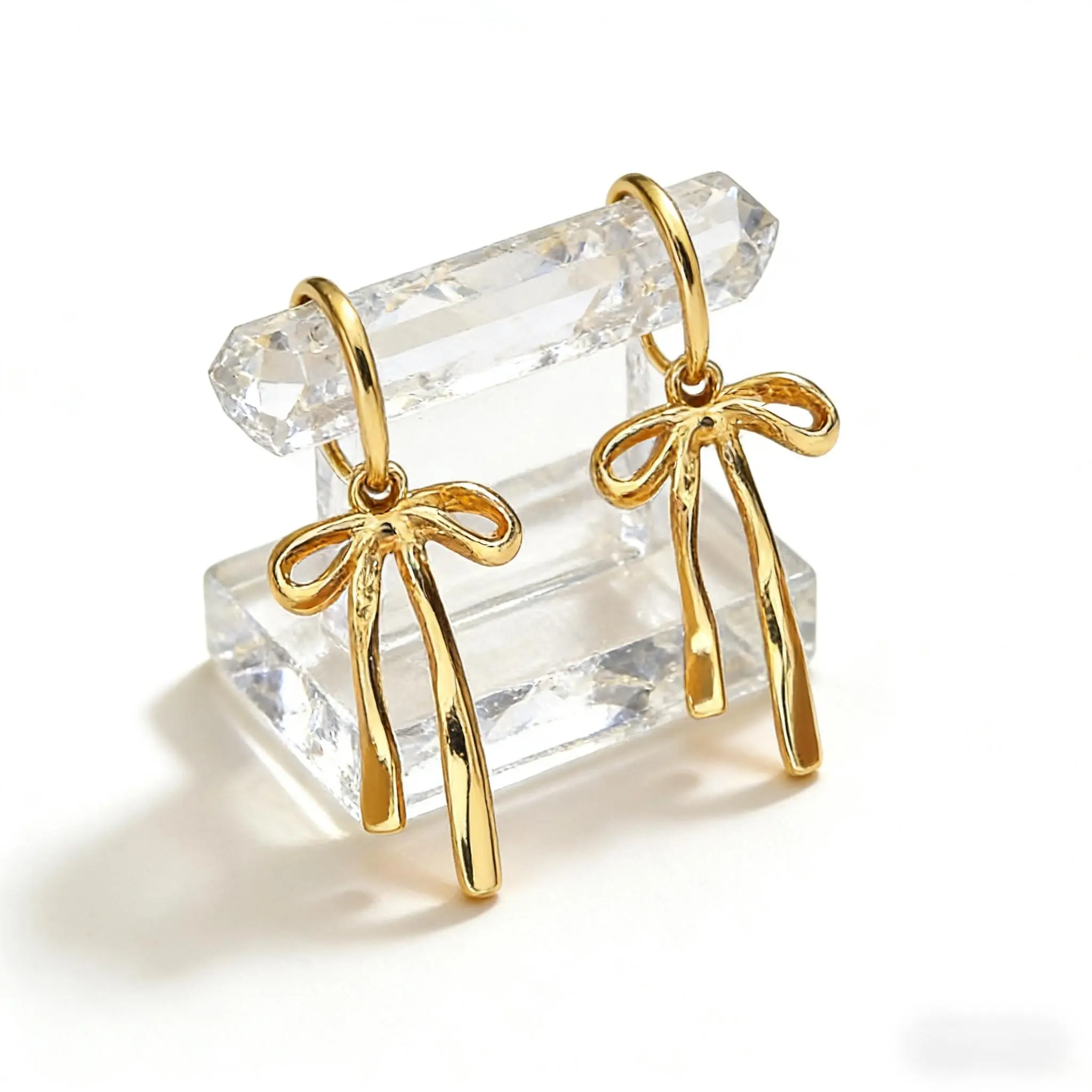 14K Gold Plated Bow Hoop Earrings for Women, Trendy Ribbon Bow Dangle Drop Huggie Hoops, Cute Gold Earrings, Dainty Minimalist Gold Jewelry for Teen Girls, Everyday Wear Birthday Valentines Day Gift for Her, Viral TikTok Trending 2026 Earrings  &