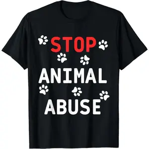 graphic tees Casual Cotton shortsleeve tees Stop Animal Abuse, For Animal Lover T-Shirt90s graphic tees