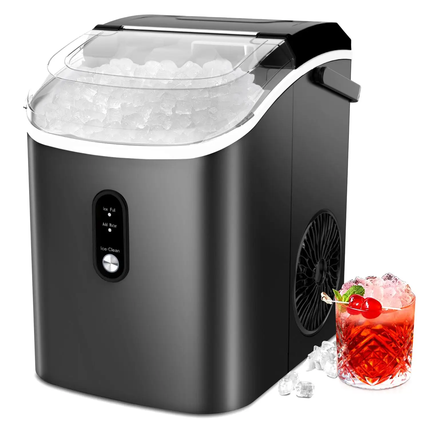 COWSAR Nugget Ice Maker Countertop, Chewable Pebble Ice 34Lbs Per Day, Crunchy Pellet Ice Cubes Maker Machine with Self Cleaning, Compact Portable Des