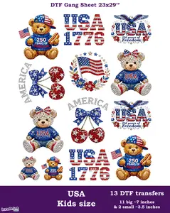 USA DTF transfers for Kids: 13 Ready To Press Transfers - 23x30, Full-Color Printing, Next Day Shipping