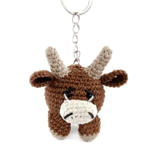 Crochet Cow Car Accessories Crochet Rearview Mirror Hanging Charms for Car Enthusiasts with Unique Playful Design